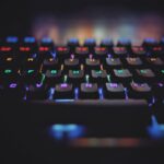 black and blue lighted computer keyboard